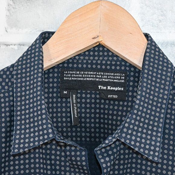 The Kooples Men's Fitted Button up Shirt in Blue circle dot print size Medium - Picture 3 of 6